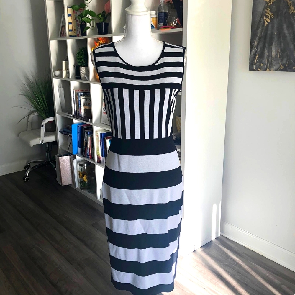 New York & company black and white stretch fit